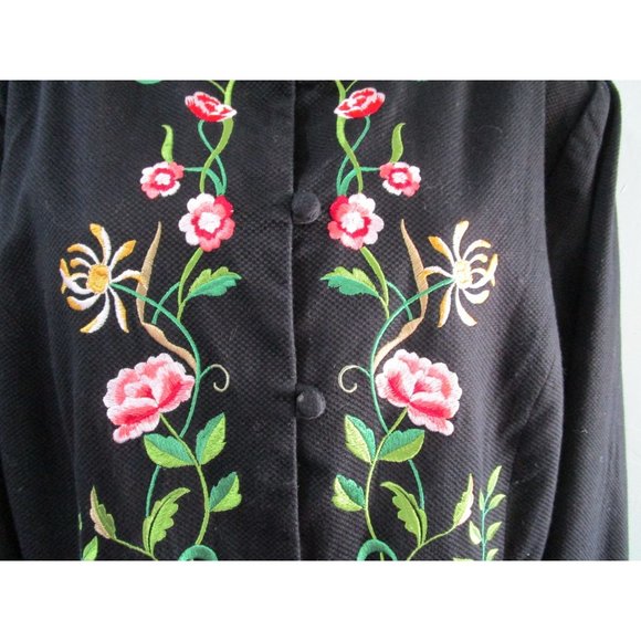 Floral Embroidered Black Coat Victor Costa Occasion No Tags See Measurements EUC - Picture 8 of 16